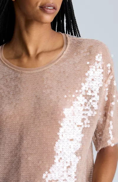 Kenneth Cole Oversized Sequin Drop Shoulder T-shirt In Multicolor
