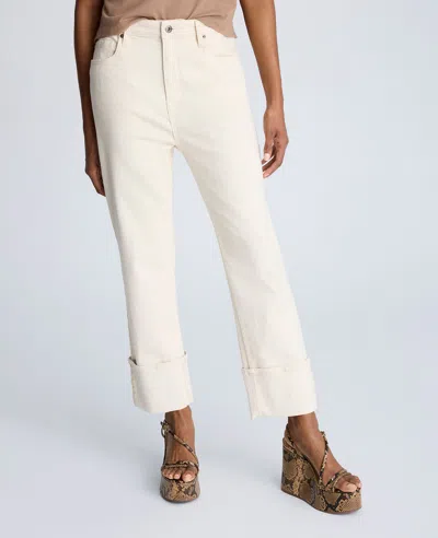 Kenneth Cole High Rise Straight Leg Wide Cuff Denim Jeans In Multicolor