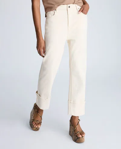 Kenneth Cole High Rise Straight Leg Wide Cuff Denim Jeans In Multicolor