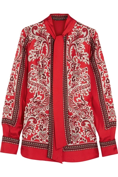 Alexander Mcqueen Paisley-print Silk-twill Blouse In Red