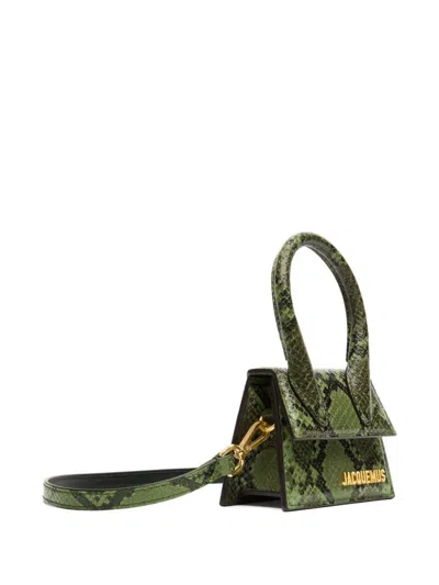 Jacquemus Le Chiquito Moyen Bag In Embossed Python Leather In Green