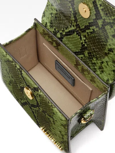 Jacquemus Le Chiquito Moyen Bag In Embossed Python Leather In Green