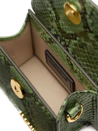Jacquemus Le Chiquito Moyen Bag In Embossed Python Leather In Green
