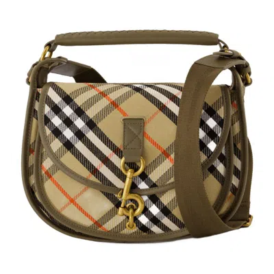 Burberry Small Messenger Check Shoulder Bag In Beige