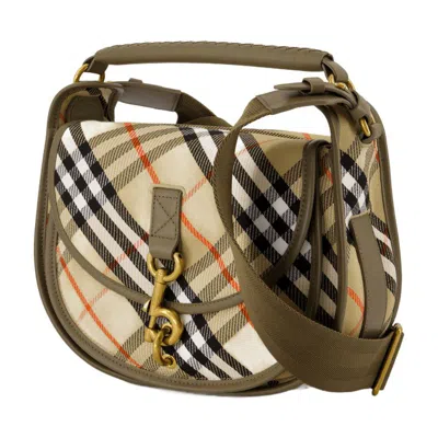 Burberry Small Messenger Check Shoulder Bag In Beige