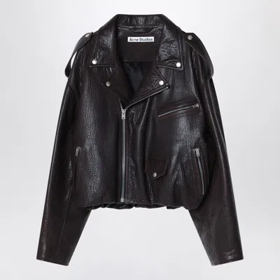 Acne Studios Brown Leather Over Bomber Jacket Women