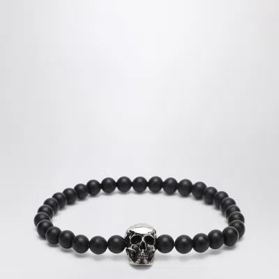 Alexander Mcqueen Alexander Mc Queen Skull Bracelet With Black Pearls