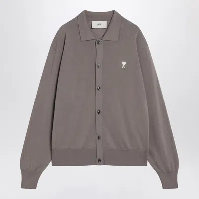 Shop Ami Alexandre Mattiussi Ami Paris Ami De Coeur Ash Coloured Cardigan