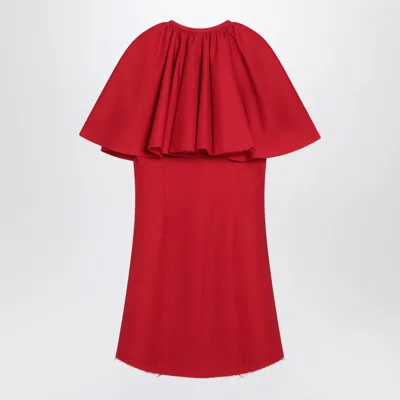 Ami Alexandre Mattiussi Red Wool Shirt Dress With Ruff Red