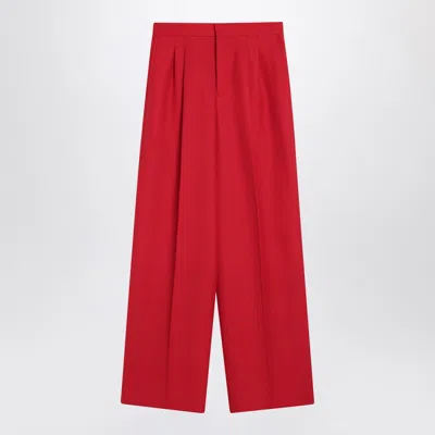 Ami Alexandre Mattiussi Ami Paris Wide Leg Red Wool Trousers