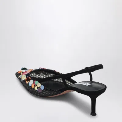 Aquazzura Sequin Embellished Mesh Kitten Heel Pumps