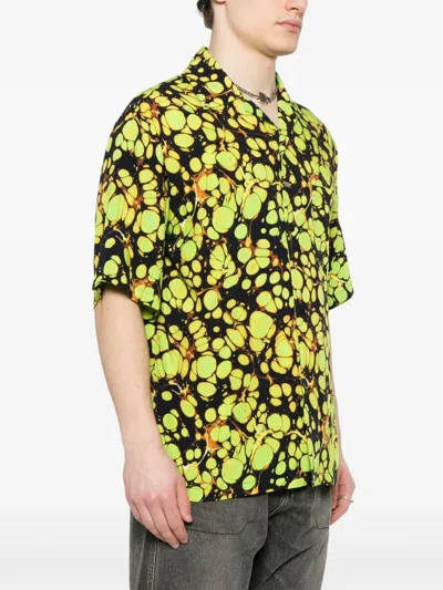 Martine Rose Green Bowling Shirt With Abstract Pattern In Green