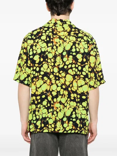 Martine Rose Green Bowling Shirt With Abstract Pattern In Green