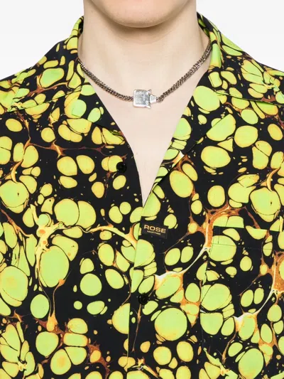 Martine Rose Green Bowling Shirt With Abstract Pattern In Green