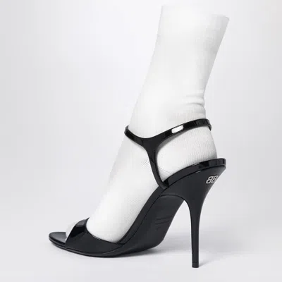 Balenciaga Avenue Sock Black Sandal In Patent Leather And Mesh