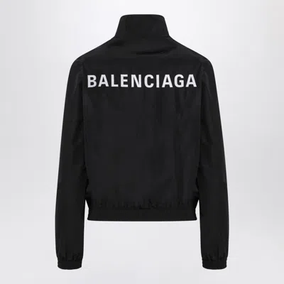 Balenciaga Black Bomber Jacket With Zip And Logo
