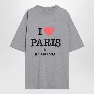 Balenciaga Grey Crewneck T-shirt With Maxi Logo Print On The Front In Cotton Woman