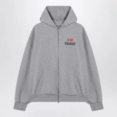 Balenciaga Grey Zip-up Sweatshirt I Love Paris Women