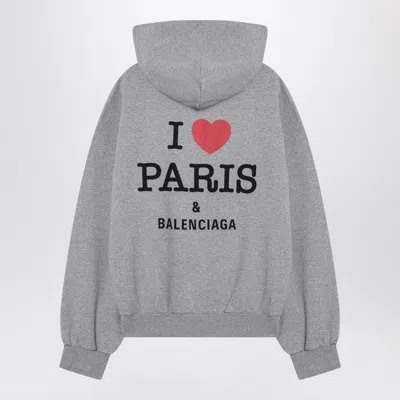 Balenciaga Grey Zip-up Sweatshirt I Love Paris Women