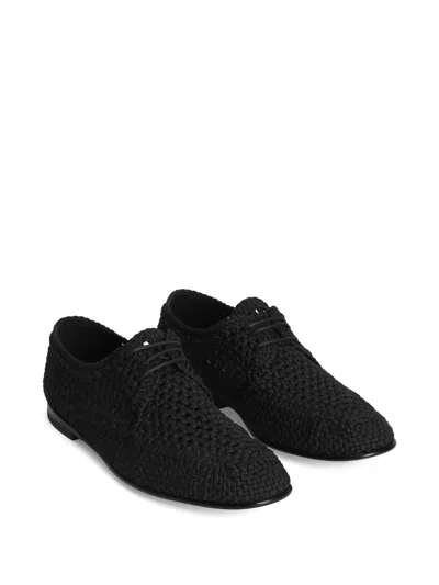 Dolce & Gabbana Black Lace-up Shoes With Woven Design