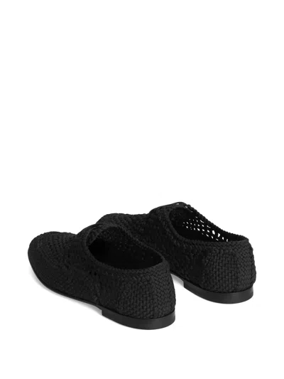 Dolce & Gabbana Black Lace-up Shoes With Woven Design