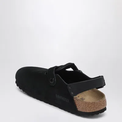 Birkenstock Tokio Shearling Buckled Suede Clogs In Black