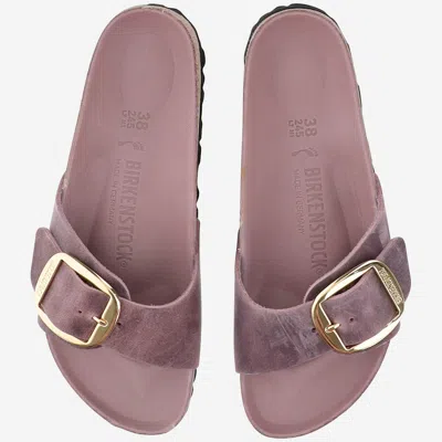 Birkenstock 'madrid Big Buckle' Leather Slippers In Lilac