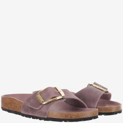 Birkenstock 'madrid Big Buckle' Leather Slippers In Lilac
