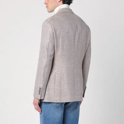 Brunello Cucinelli Double-breasted Jacket In Linen And Cotton Men In Gray