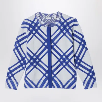 Burberry Check Pattern Cardigan In Wool