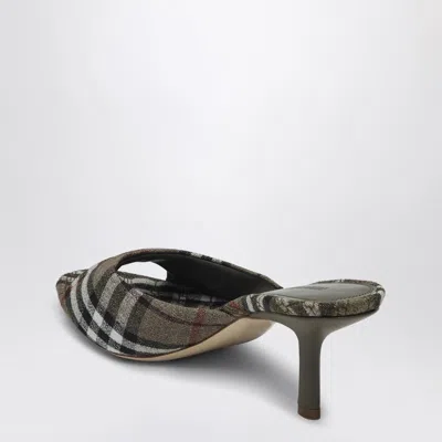Burberry Khaki Check Linen Blend Mews High Mules