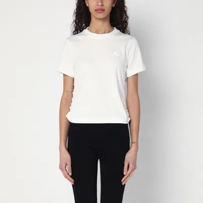 Burberry White T-shirt With Check Pattern Detail