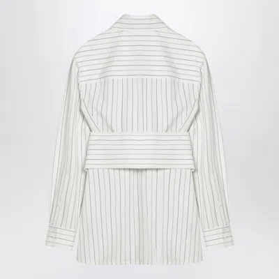 Burberry Belted Pinstriped Cotton-poplin Shirt