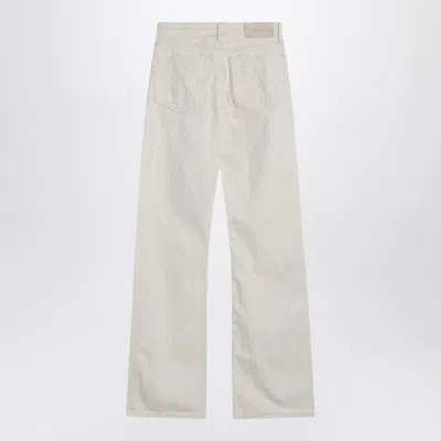 Calvin Klein Relaxed Flared Beige Jeans In Linen Blend