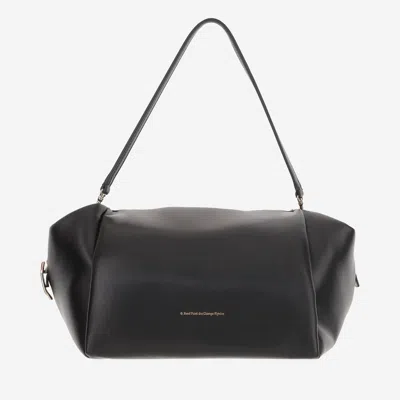 Carven Black Leather Shoulder Bag With Gold Accent