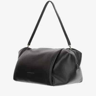 Carven Black Leather Shoulder Bag With Gold Accent