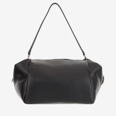 Carven Black Leather Shoulder Bag With Gold Accent
