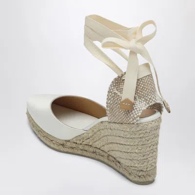Castaã±er Joyce White Espadrilles In Satin