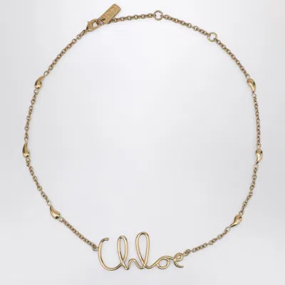 Chloé Vintage Gold Necklace With Cursive Name Pendant And Delicate Chain