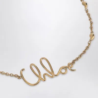Chloé Vintage Gold Necklace With Cursive Name Pendant And Delicate Chain