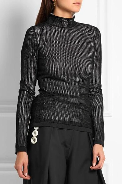 Shop Loewe Layered Mesh And Metallic Knitted Turtleneck Top