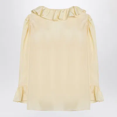 Chloé V-neck Ruffle Top In Silk Habotai