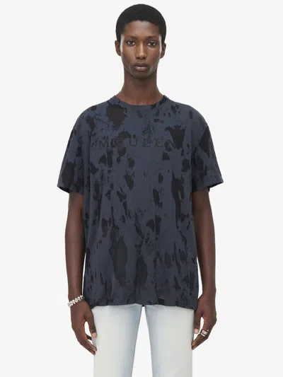 Alexander Mcqueen Mcqueen Skull Patch Tie Dye Cotton T-shirt In Black