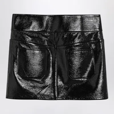 Courrèges Black Belted Vinyl Mini Skirt