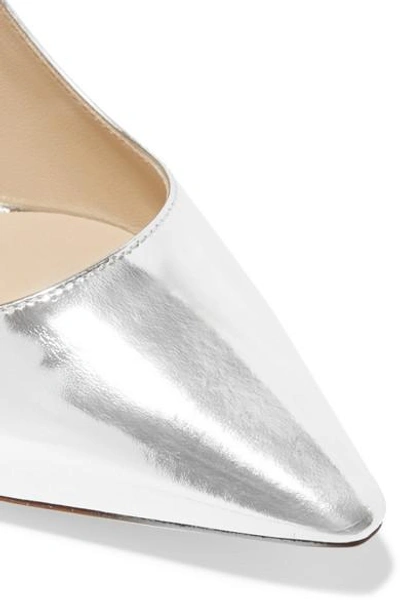 Shop Jimmy Choo Romy 100 Mirrored-leather Pumps In Silver