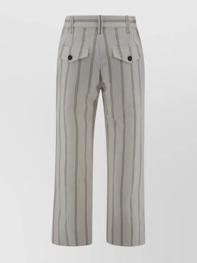 Brunello Cucinelli Multicolor Crop Pants With All-over Striped Motif And Monile Detail