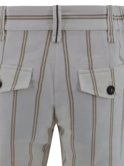 Brunello Cucinelli Multicolor Crop Pants With All-over Striped Motif And Monile Detail