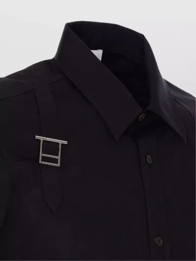 Alexander Mcqueen Metal Detail Long Sleeves Point Collar In Black