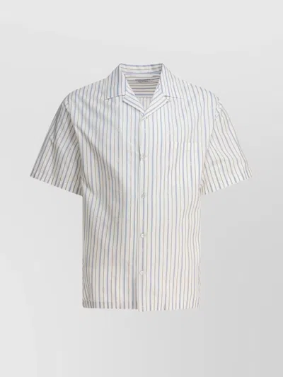 Alexander Mcqueen Short-sleeve Striped Shirt With Camp Collar