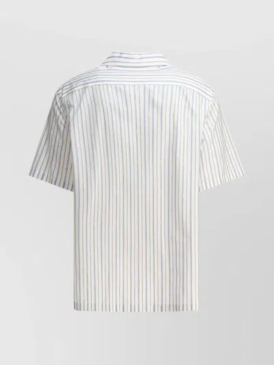 Alexander Mcqueen Short-sleeve Striped Shirt With Camp Collar
